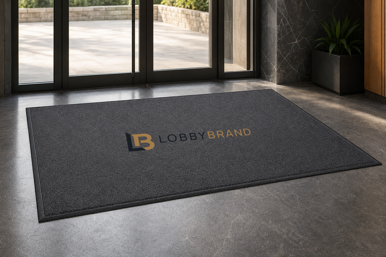 Custom branded entrance logo mat for a commercial interior