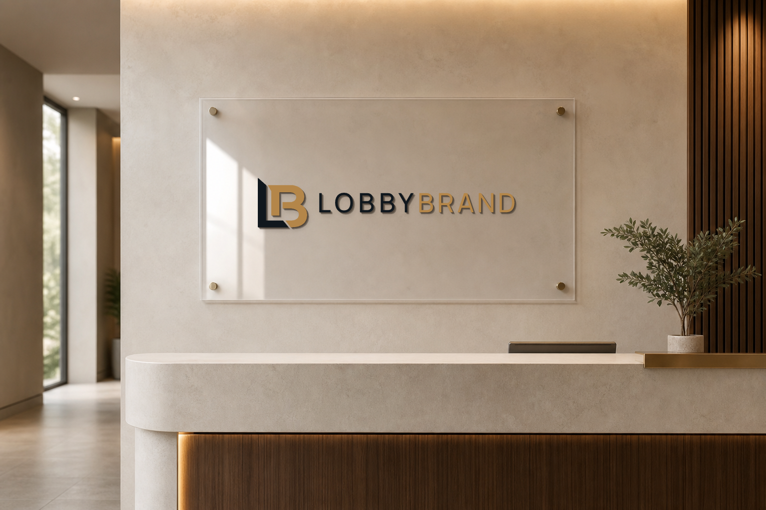 Custom dimensional reception logo sign mounted on clear acrylic backing