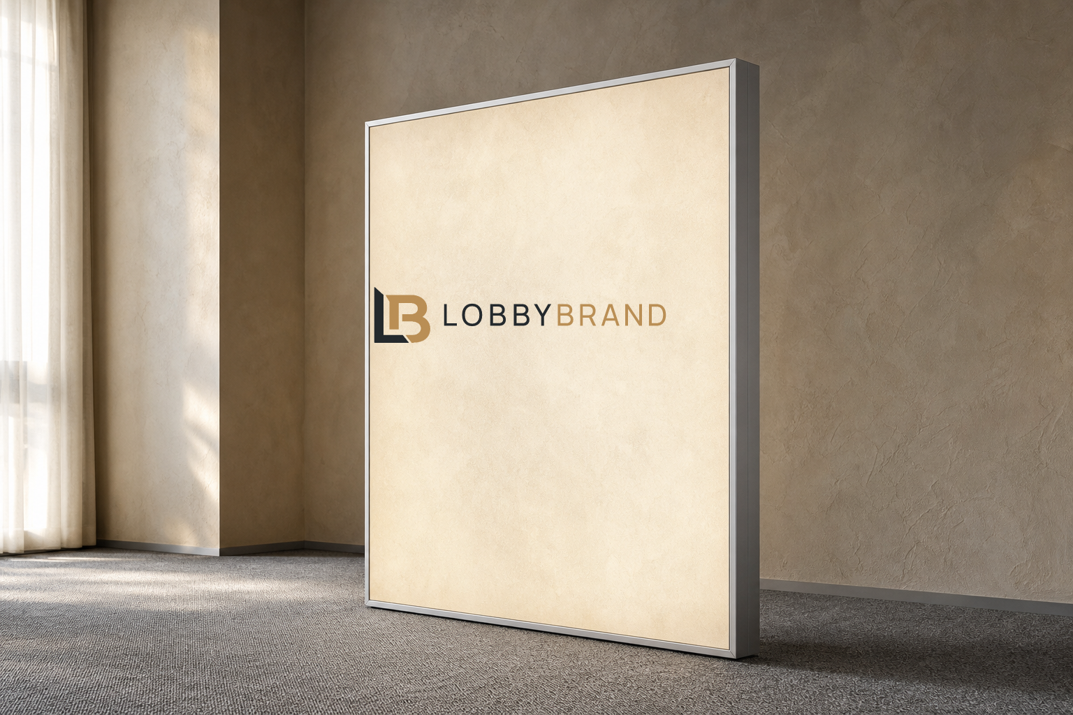 Freestanding illuminated SEG fabric display with slim aluminum frame